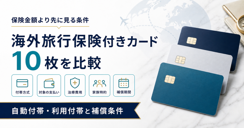 海外旅行保険付きクレジットカード10枚を比較｜自動付帯・利用付帯と補償条件